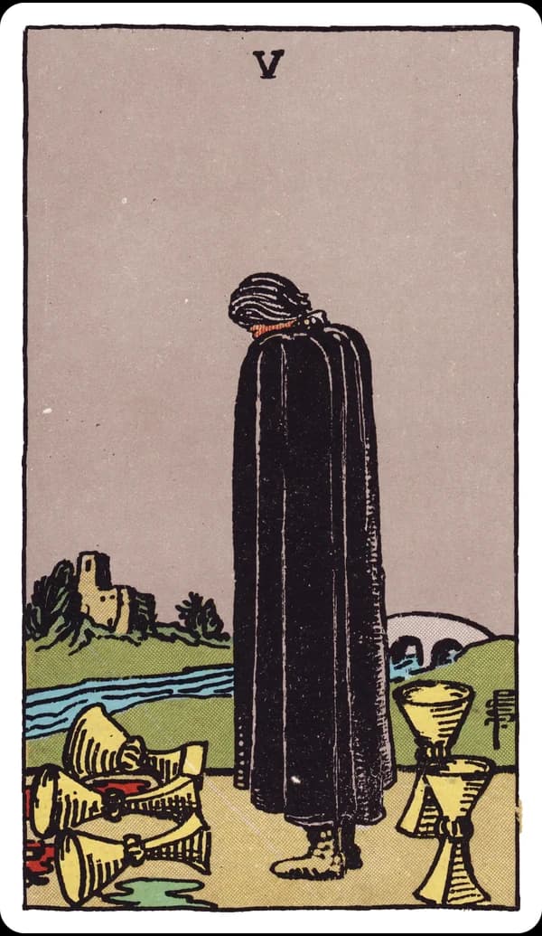 ไพ่ ห้าแห่งถ้วย (Five of Cups)