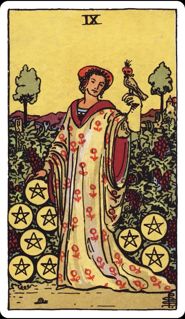 ไพ่ เก้าแห่งเหรียญ (Nine of Pentacles)