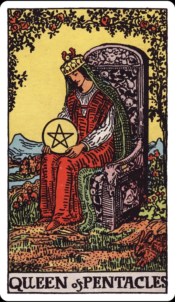 ไพ่ ราชินีแห่งเหรียญ (Queen of Pentacles)
