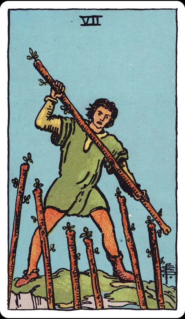 ไพ่ เจ็ดแห่งไม้เท้า (Seven of Wands)