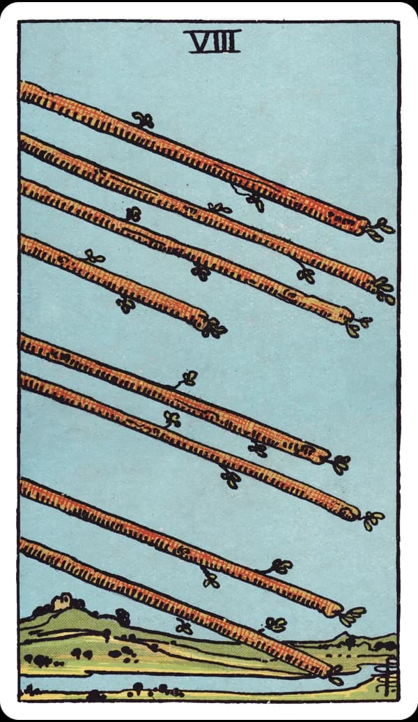 ไพ่ แปดแห่งไม้เท้า (Eight of Wands)