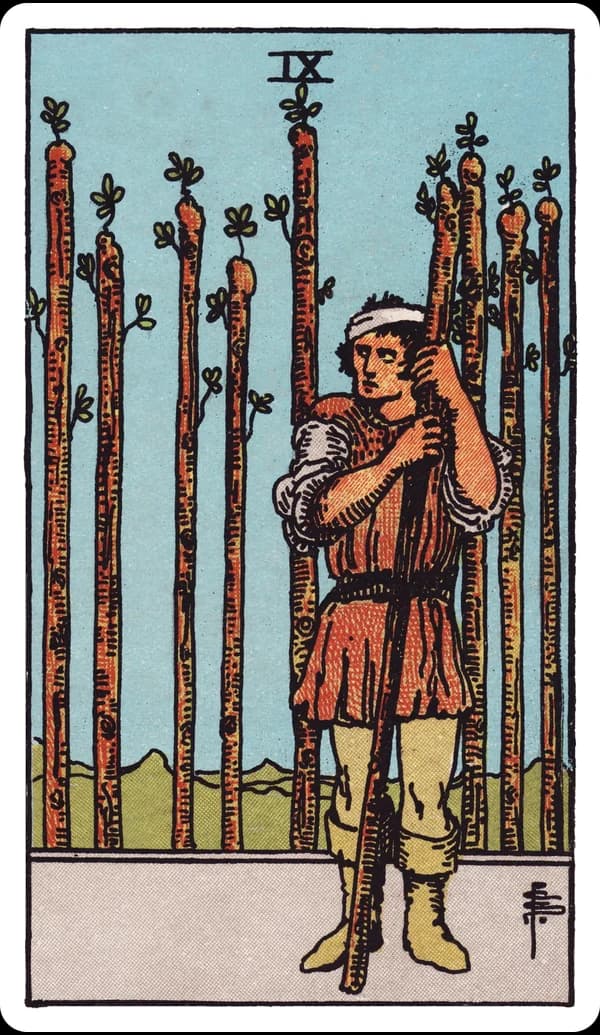 ไพ่ เก้าแห่งไม้เท้า (Nine of Wands)